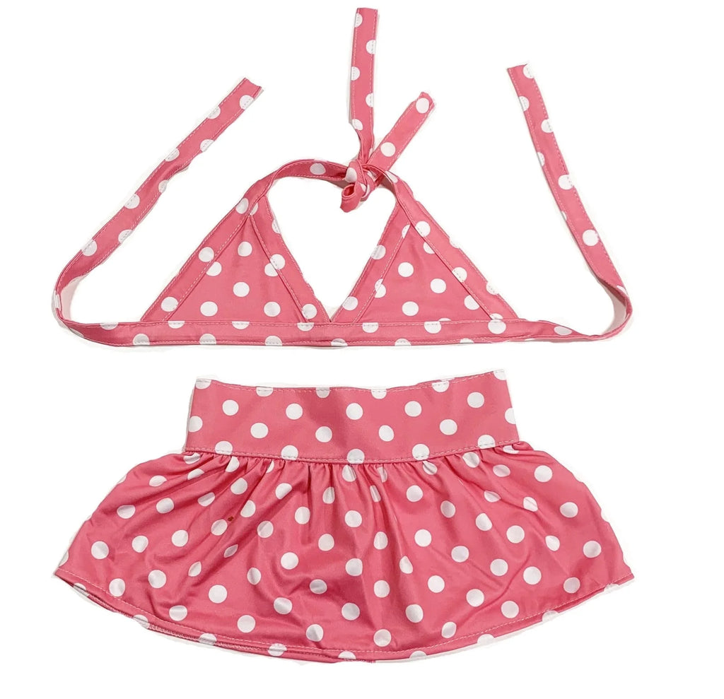Dog Bikini Swimsuit Summer Puppy Bathing Dress Beach Clothes Cat Costume for Puppy Dog Cat (M, Pink Polka Dots)
