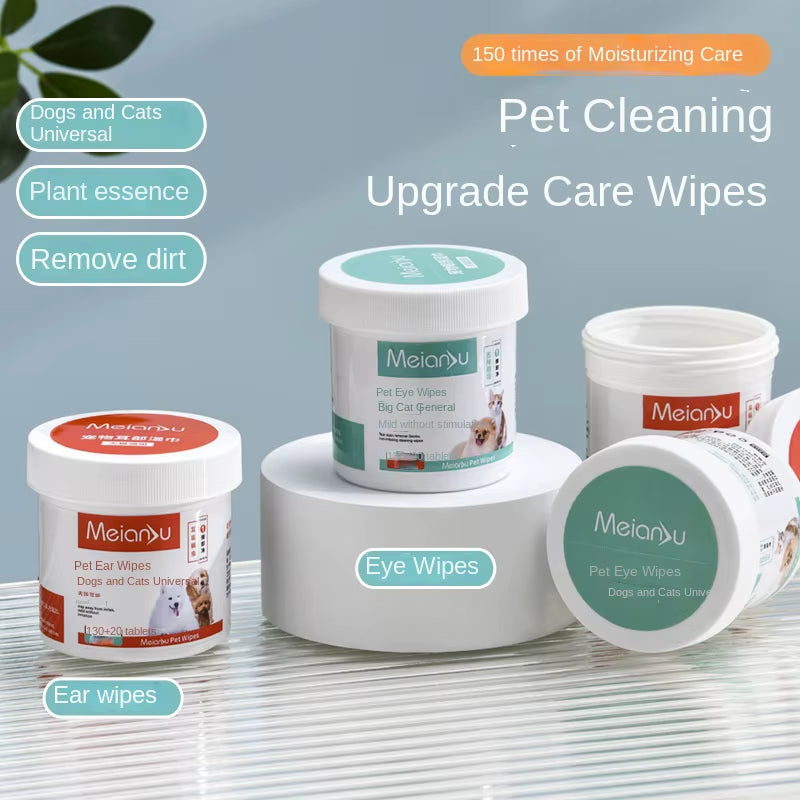 Eco-Friendly Plant-Based Pet Wipes for Gentle Ear, Eye & Teeth Cleaning - Hypoallergenic Formula for Sensitive Skin Pets