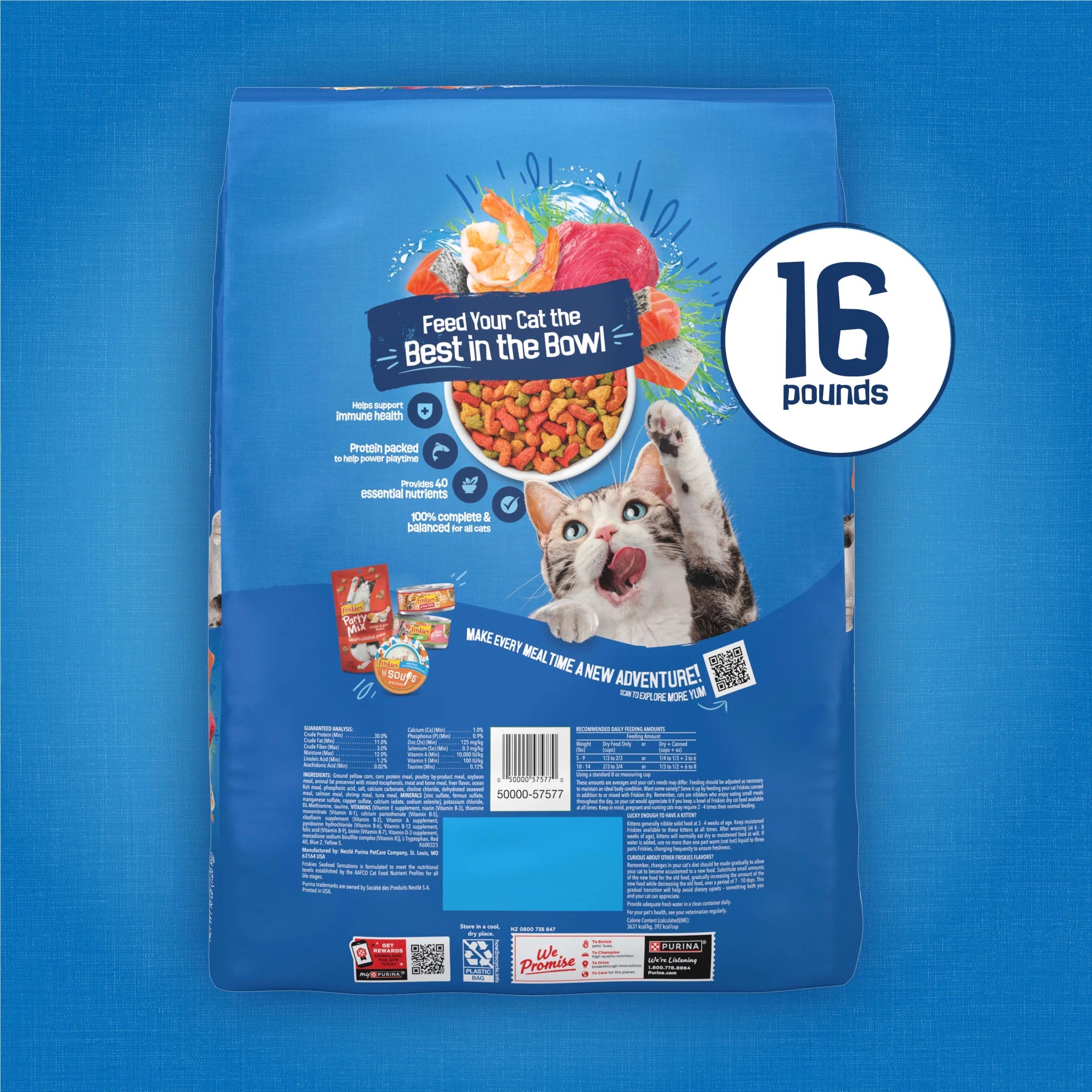 Purina  Dry Cat Food Seafood Sensations with Salmon, Tuna, and Shrimp Flavors, 16 Lb Bag