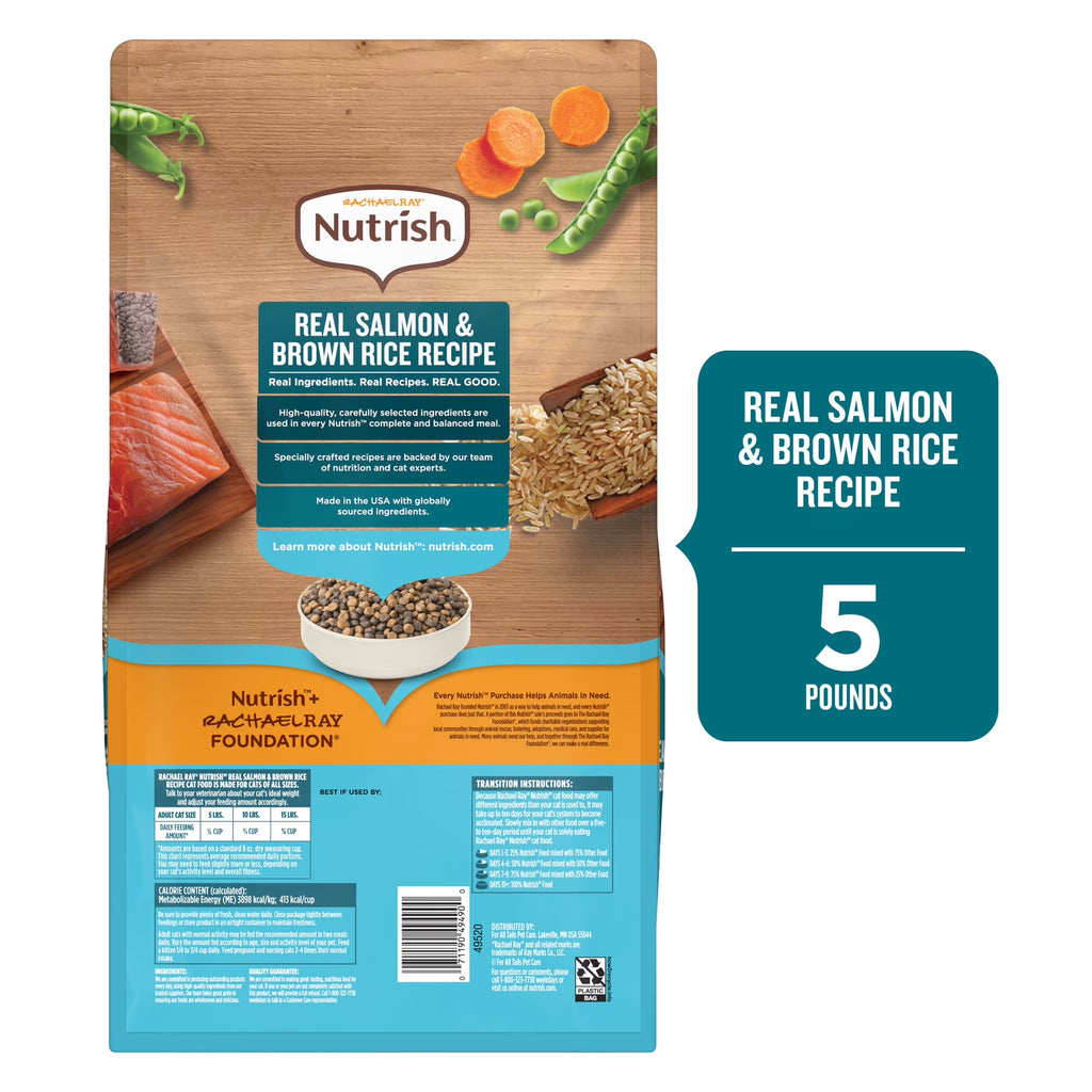 Rachael Ray  Dry Cat Food Real Salmon & Brown Rice Recipe, 5 Lb.