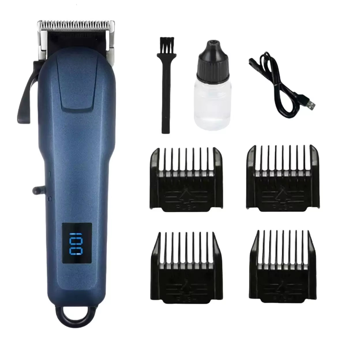 Rechargeable Low Noise Stainless Steel Dog Grooming Kit with LCD Display - Waterproof & Fast Charging for Small Breeds