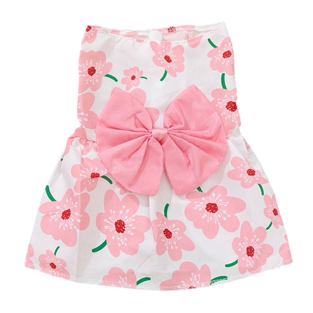 Cute Floral Dog Dress Summer Pet Skirt, Lightweight Breathable Vest Style Pet Dress, Non-Restrictive Comfortable Summer Pet Clothes for Small Medium Dogs & Cats Indoor & Outdoor Wear(Pink,Xxl)