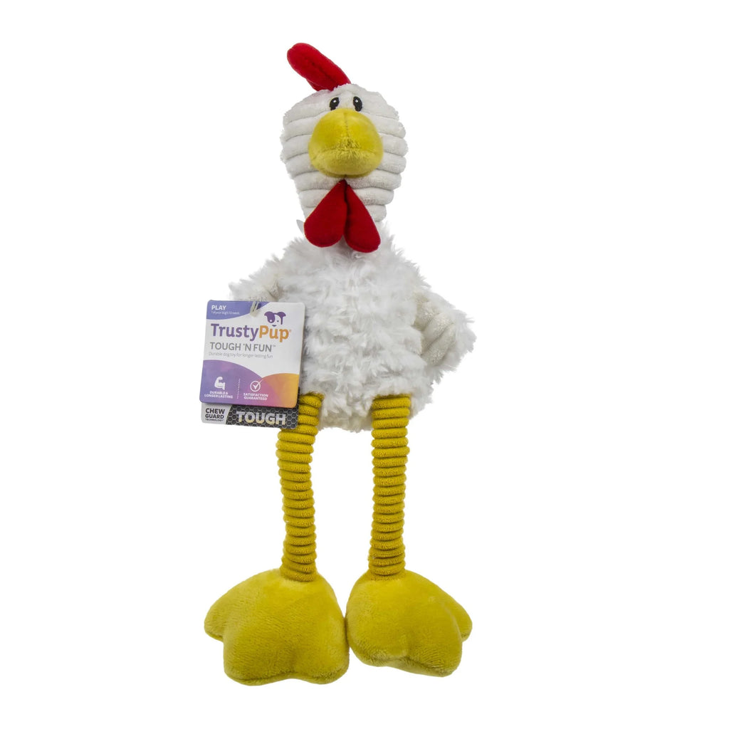 Tall Toes Plush Squeaky Chicken Dog Toy with Chew Guard Technology, White, Large
