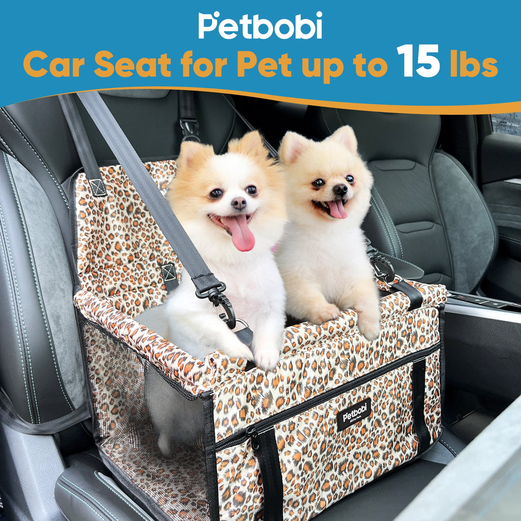 Dog Car Seat Booster Small Pet Puppy Medium Cat Doggie Safety, Leopard Print