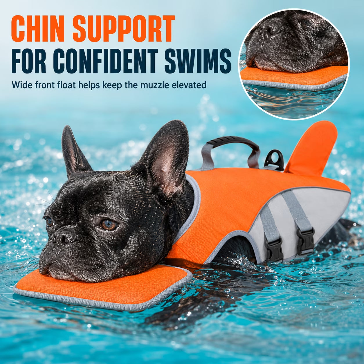 Float Paw Dog Life Jacket with Chin Float Pet Swimming Vest with Rescue Handle Large Dogs Safety Lifesaver Life Vest for Small Medium Large Dogs