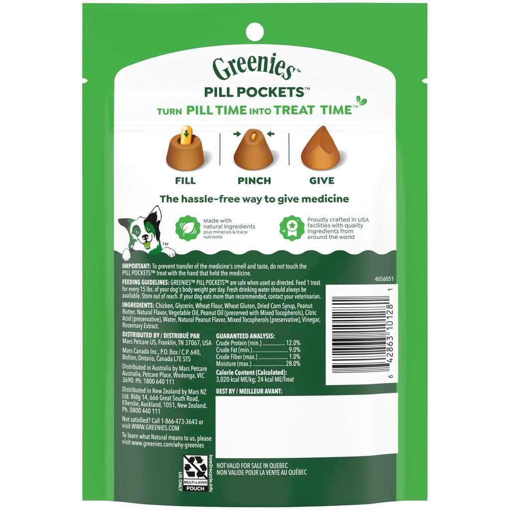 Pill Pockets Peanut Butter Flavor Dog Treats Large 7.9 Oz Pouch