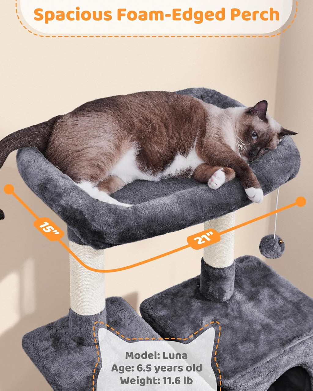 Ultimate 63-Inch Cat Tree for Heavy Cats - Plush Condo, Hammock, Sisal Scratching Posts, Multi-Pet Friendly, Easy Assembly, Stable Base
