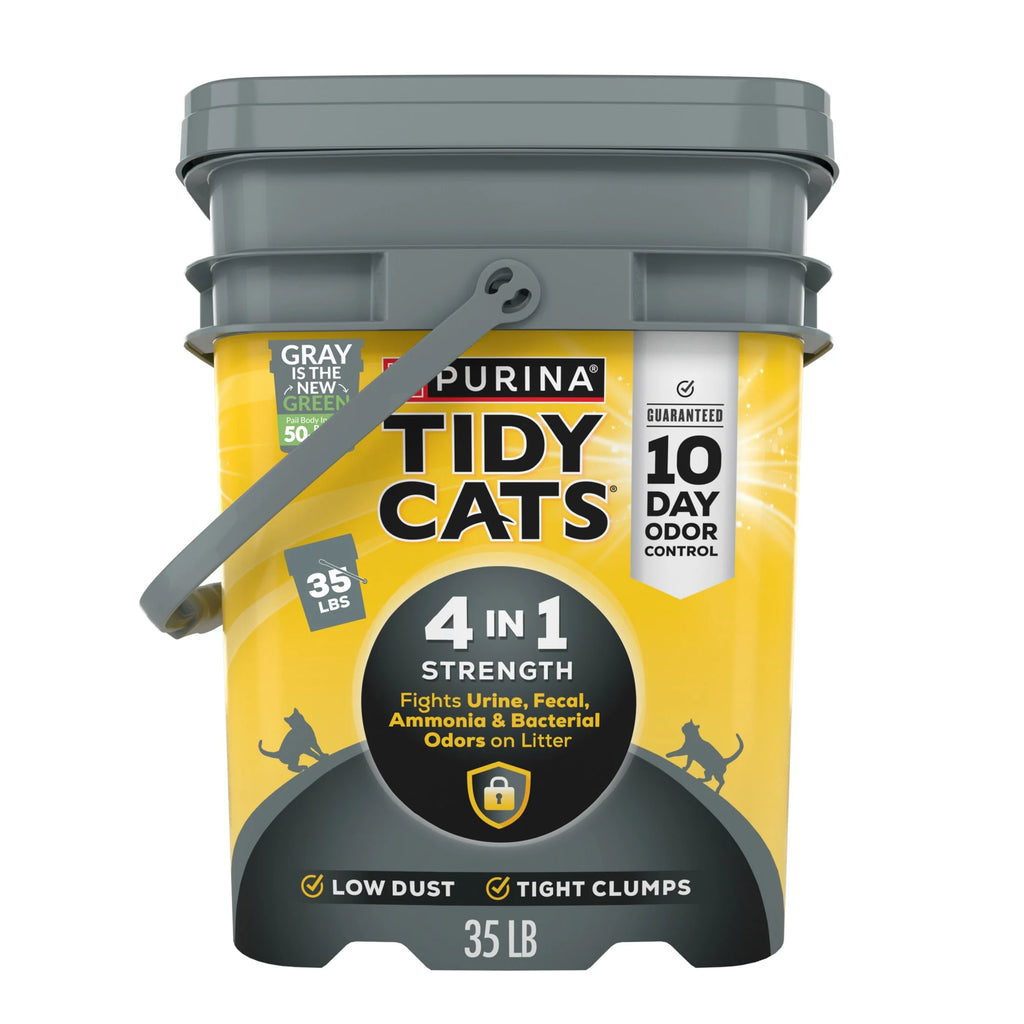 Purina 4-In-1 Strength Floral Scent Clumping Cat Litter - 35 lb Pail for Ultimate Odor Control and Freshness