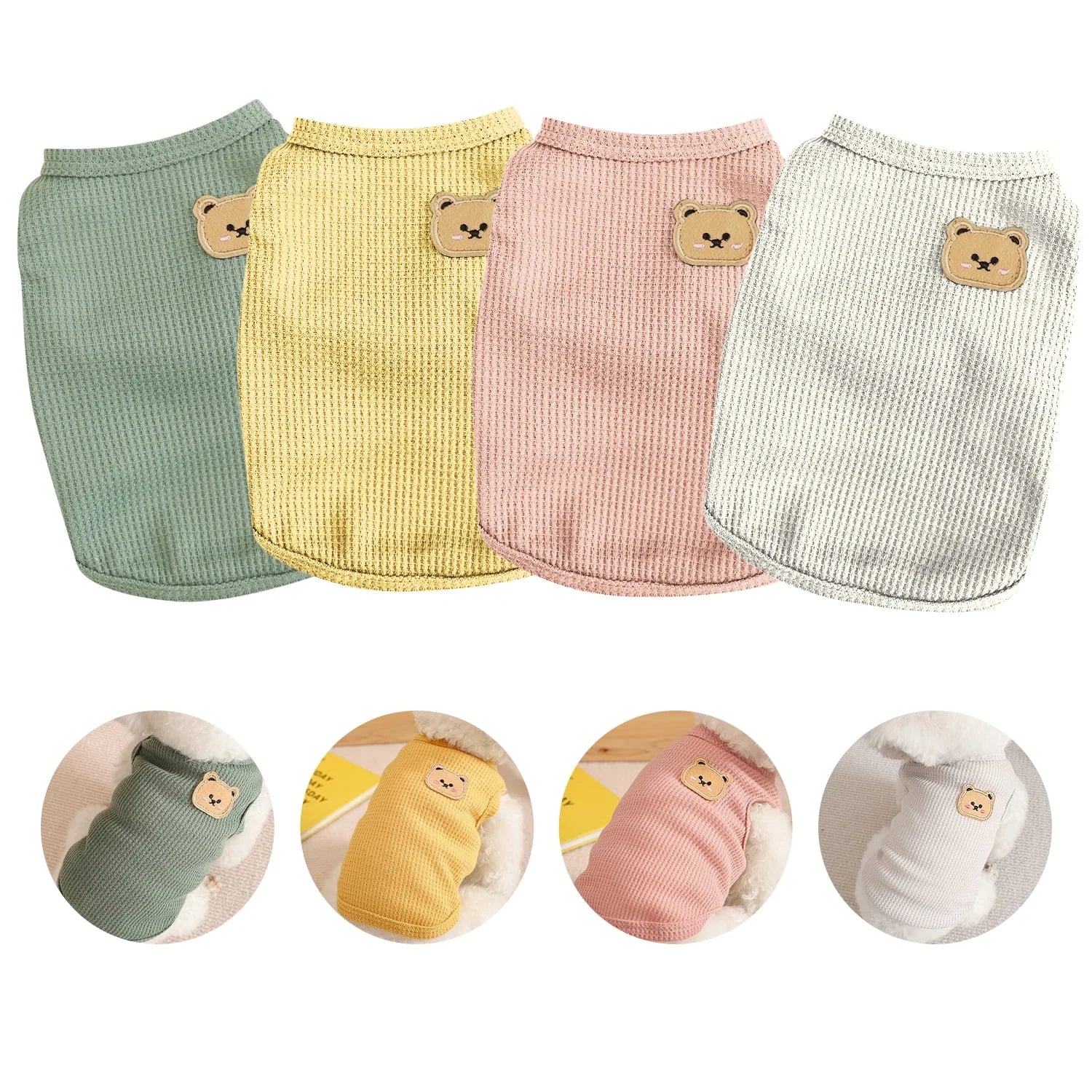 4-Piece Breathable Dog Shirts for Small & Medium Pets – Comfortable Spring Outfits for Puppies and Cats(Medium)