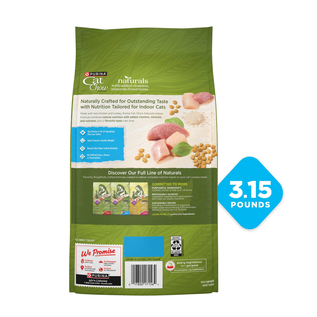 Purina  Naturals, Indoor Dry Cat Food, Chicken & Turkey, 3.15 Lb Bag