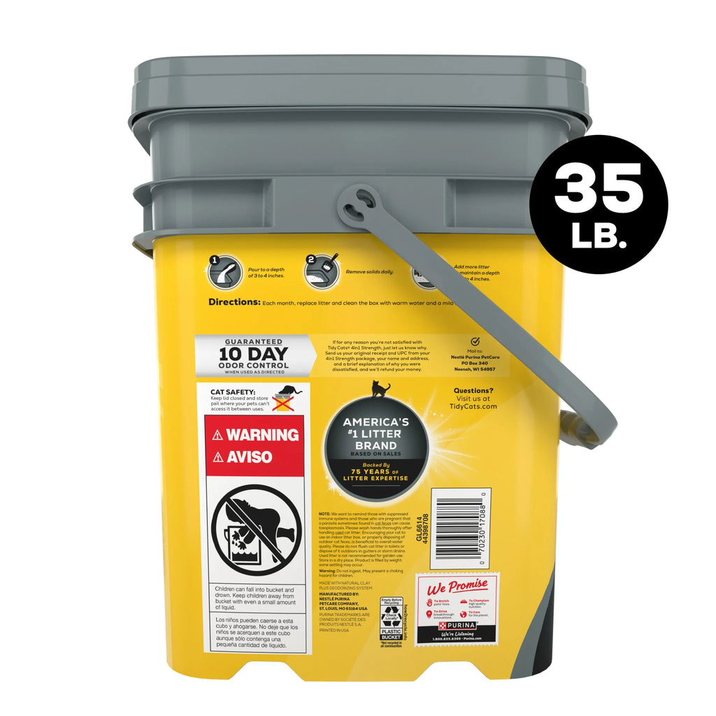 Purina 4-In-1 Strength Floral Scent Clumping Cat Litter - 35 lb Pail for Ultimate Odor Control and Freshness