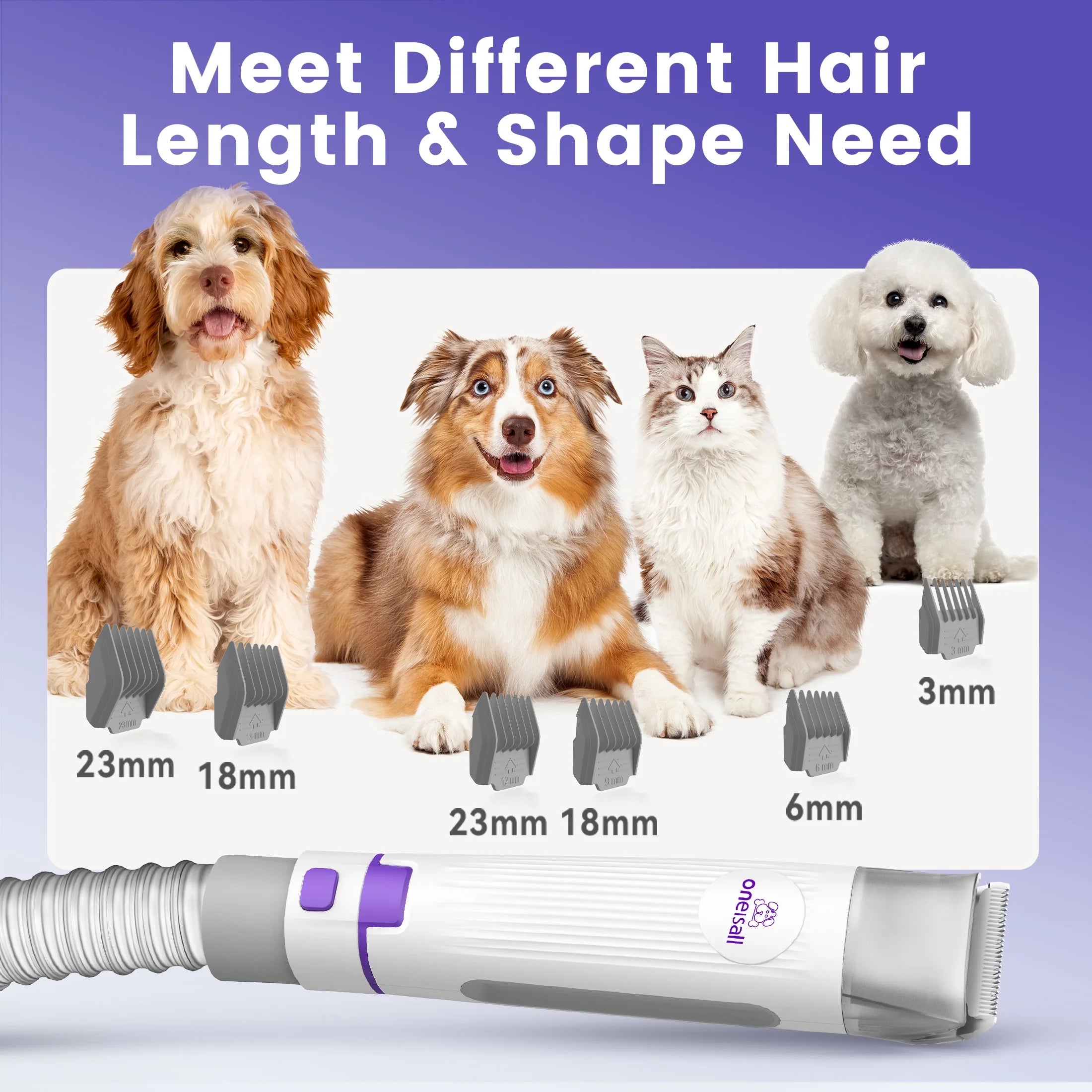 LM3 Dog Grooming Vacuum, 8-In-1 Dog Grooming Kit, 11000Pa Super Suction Dog Hair Vacuum for Shedding Dogs Cats Hair, Purple