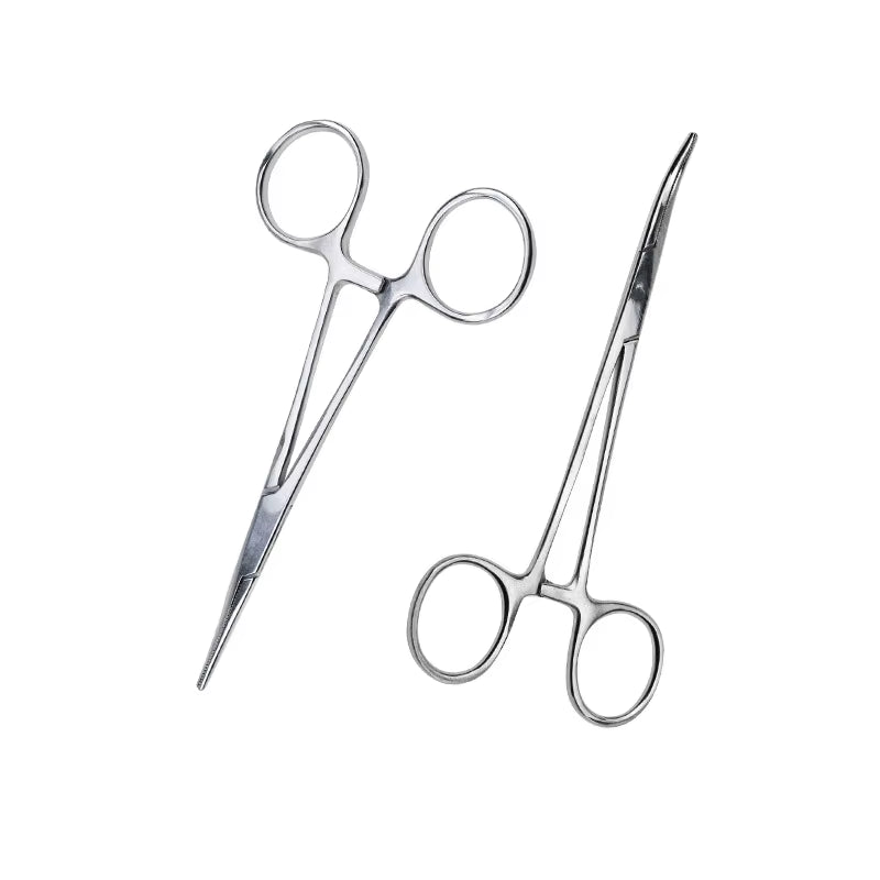 Premium Stainless Steel Ear Plucking Forceps for Dogs & Cats - Straight & Bent Nozzles for Easy Ear Cleaning - Essential Hemostatic Grooming Tool
