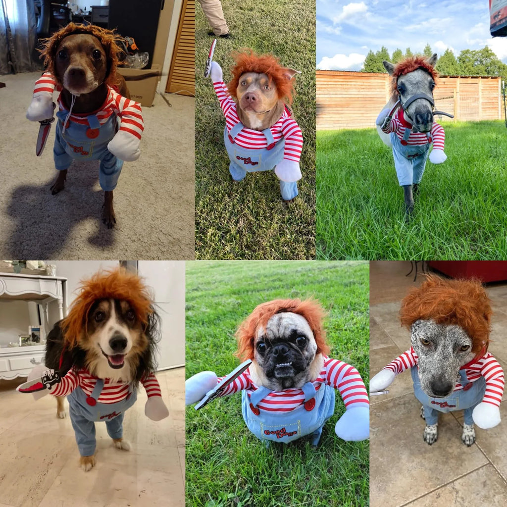 Pet Deadly Costume, Dog Funny Costume Christmas Cosplay Outfits Cute Clothes Adjustable Party Dress up Apparel Accessories for Small Medium Large Dogs