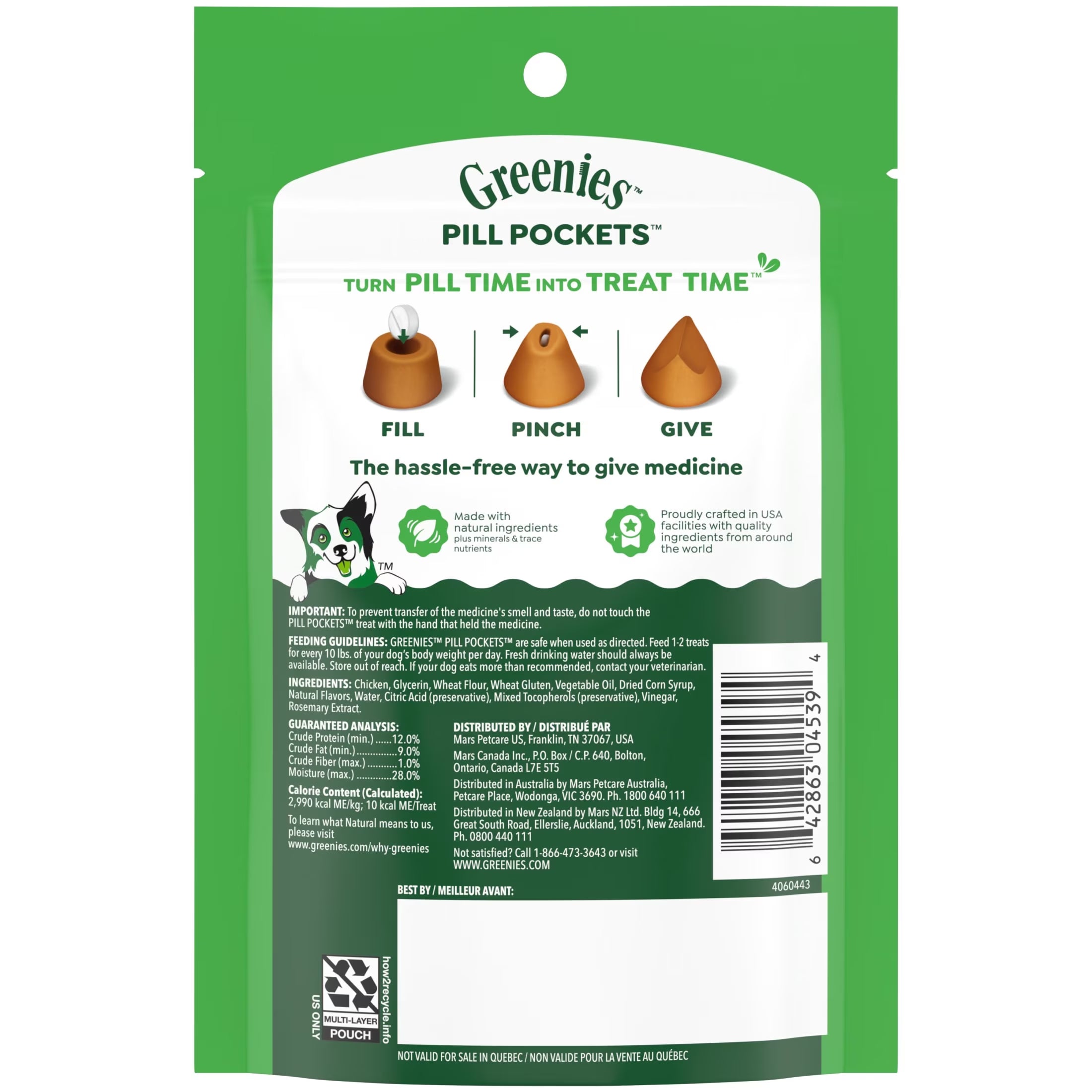 Pill Pockets for Dogs Chicken Flavor Small Size Soft Dog Treats, 3.2 Oz Pouch
