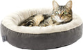 Luxury Round Donut Cat & Dog Bed - 20" Soft, Washable, Anti-Slip & Water-Resistant Gray Cushion for Small Pets