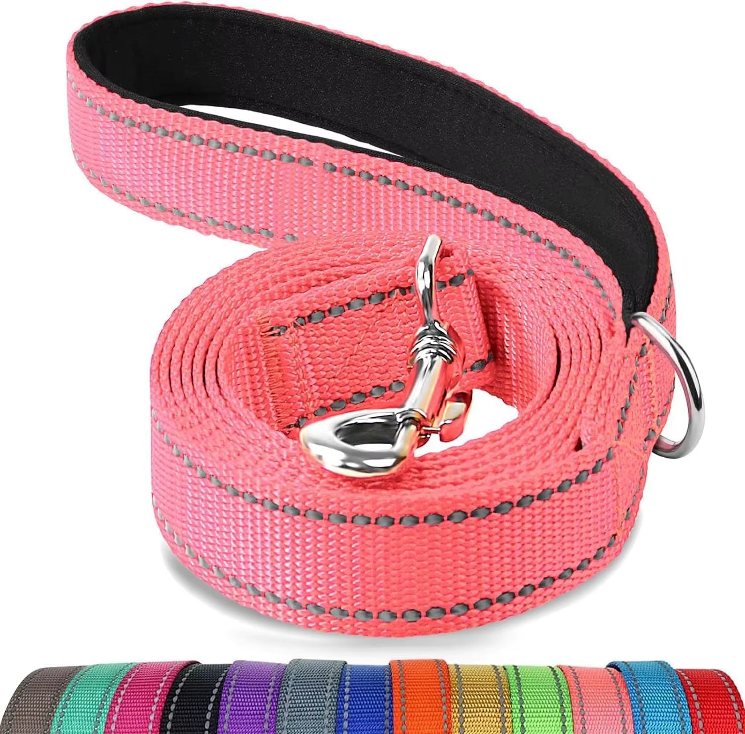 Double-Sided Reflective Dog Leash 6 FT/5 FT/4 FT Padded Handle Nylon Heavy Duty Leashes for Medium & Large Dogs Walking