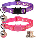 Adorable 2-Pack Breakaway Cat Collars with Glow-in-the-Dark Moons and Stars - Adjustable, Safe, and Stylish in Purple & Pink