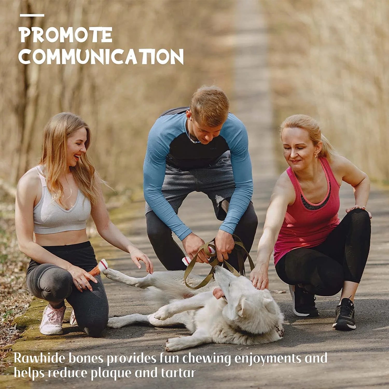 (4 Pack)  6.5" Rawhide Dog Bone, Long Lasting Chicken Wrapped Dog Treats (4/Pack), Beefhide Bone for Large Dogs, 11Oz