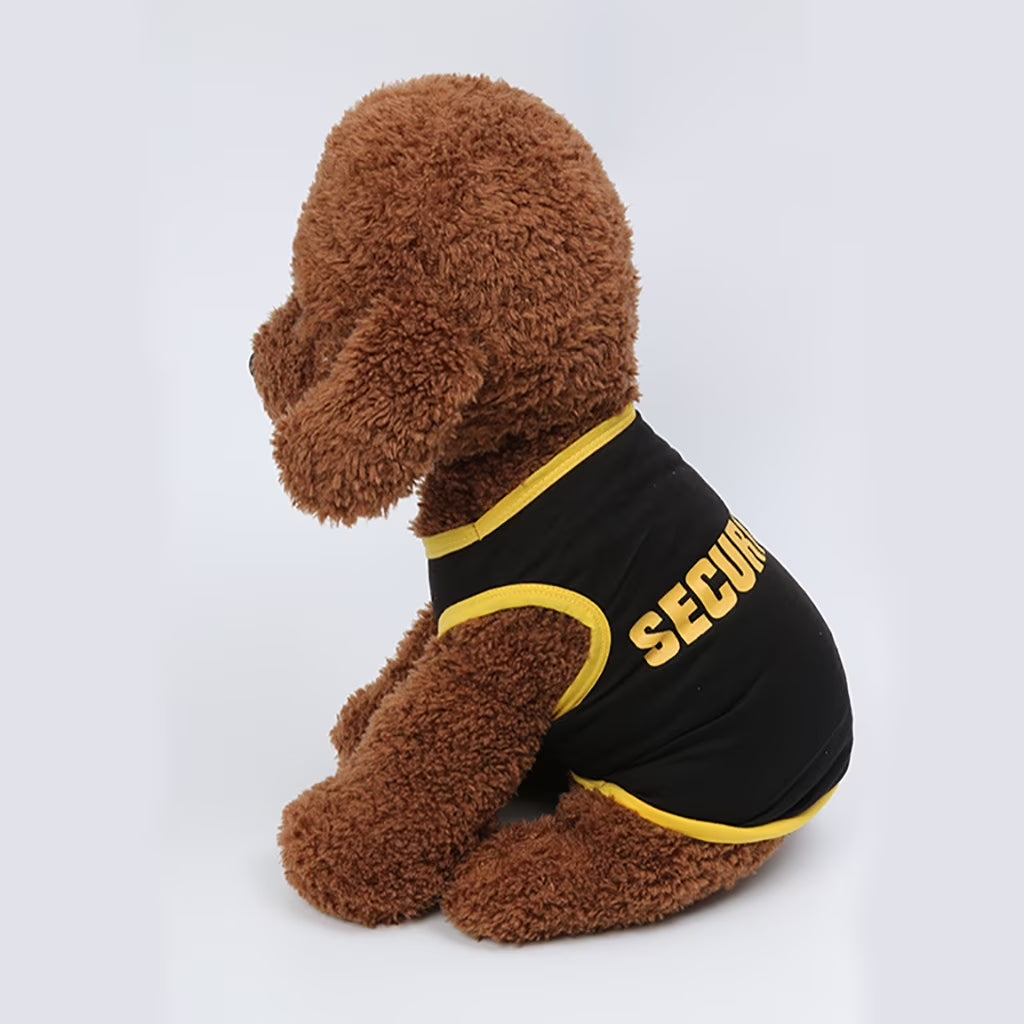 Dog Vest New Pet Spring and Summer Breathable Security Print Vest Dog Cat Clothing Black