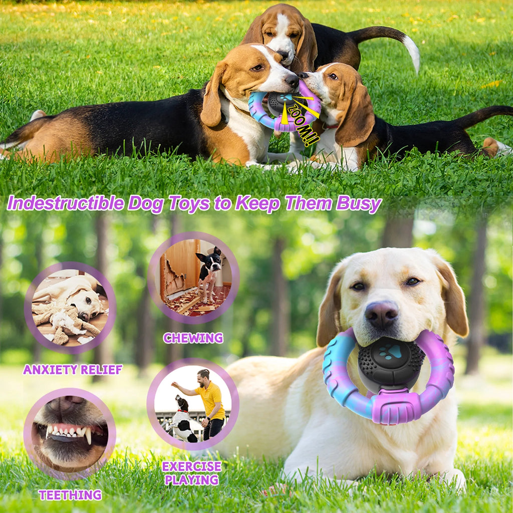 Dog Toys for Aggressive Chewers Large Dogs Squeaky Dog Chew Toys for Large Medium Breed Nylon Rubber Interactive Tough Dog Toys to Keep Them Busy
