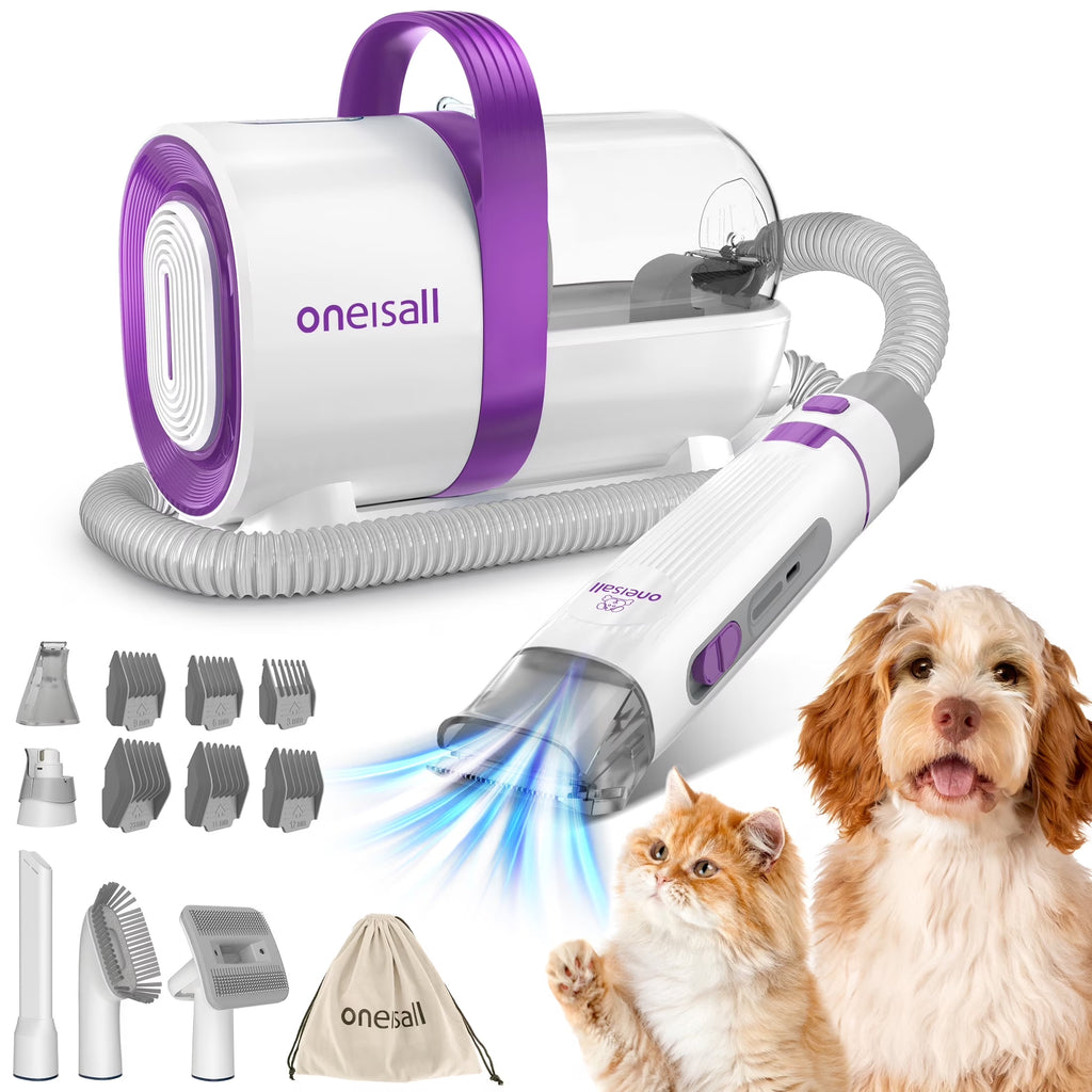 LM3 Dog Grooming Vacuum, 8-In-1 Dog Grooming Kit, 11000Pa Super Suction Dog Hair Vacuum for Shedding Dogs Cats Hair, Purple