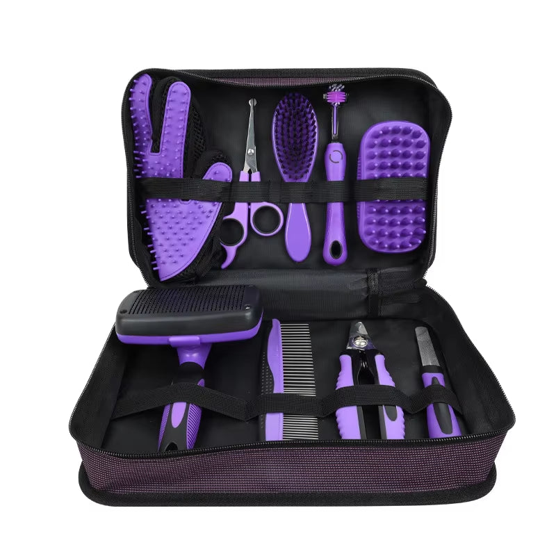 Ultimate 9-In-1 Pet Grooming Kit for Dogs and Cats – Comb, Scissors, Nail Clipper, Gloves & More!