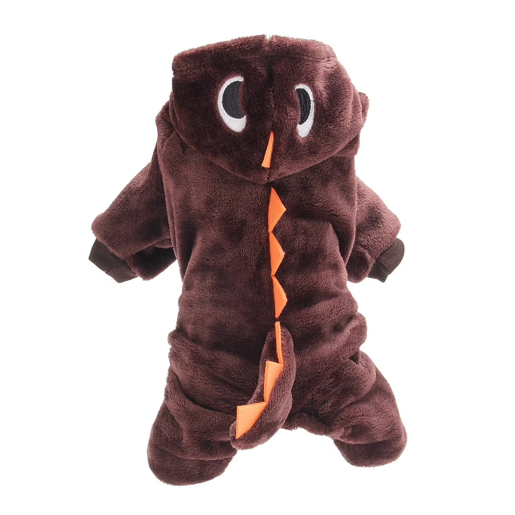 Halloween Costume for Pet Dog Cat Dinosaur Plush Hoodies Animal Fleece Warm Outfits Clothes for Small Medium Dogs Cats Halloween Cosplay Apparel Accessories