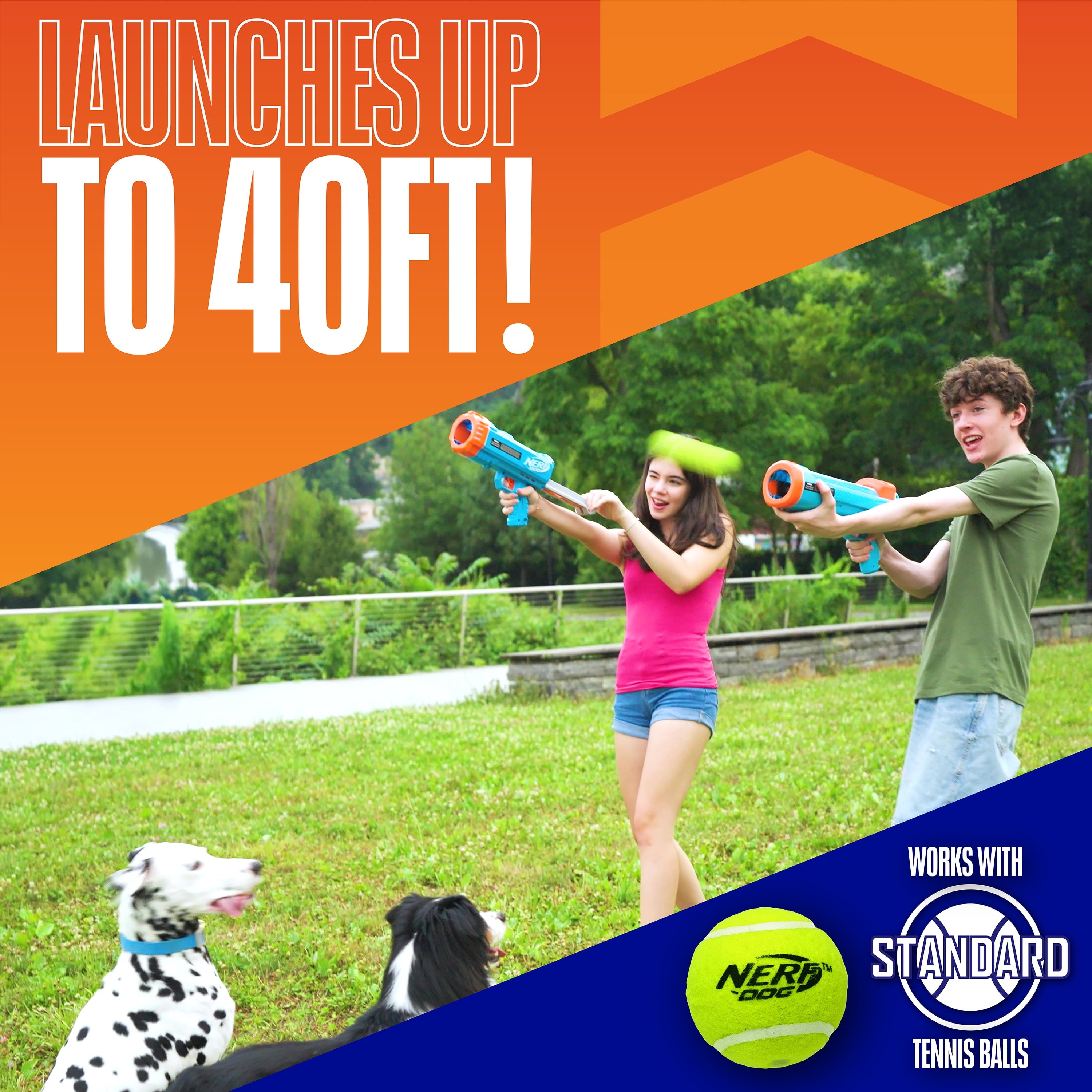 Compact Blaster Tennis Ball Launcher for Dogs with 2 Balls, 12 Inch