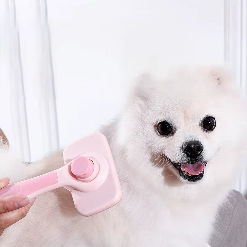 Self-Cleaning Ergonomic Pet Grooming Brush - Easy One-Key Hair Remover for Cats & Dogs, Skin-Friendly & Washable