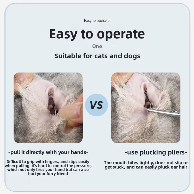 Premium Stainless Steel Ear Plucking Forceps for Dogs & Cats - Straight & Bent Nozzles for Easy Ear Cleaning - Essential Hemostatic Grooming Tool
