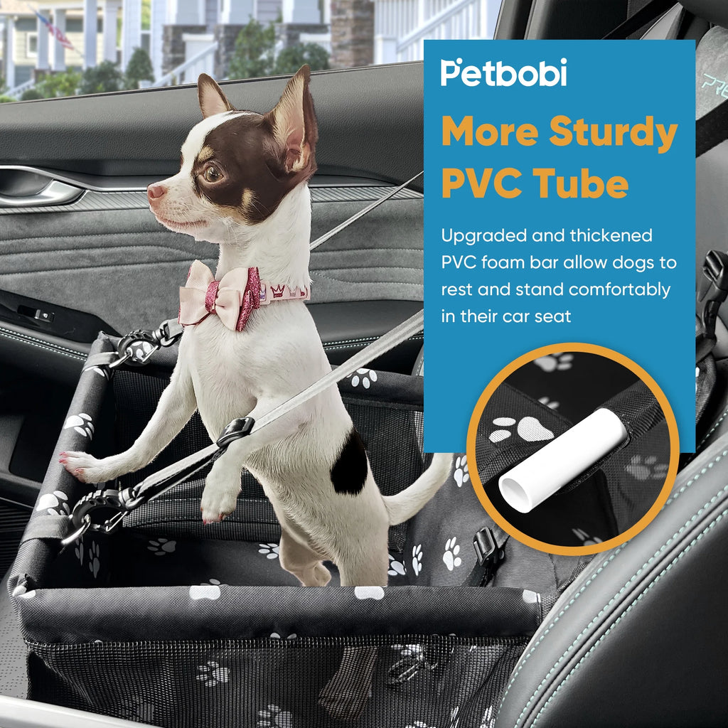Dog Car Booster Seat Travel Carrier for Dog Cat Portable Travel Bag with Seat Belt Safety Stable for Travel Pet Car Seat with Clip on Leash and Storage Package