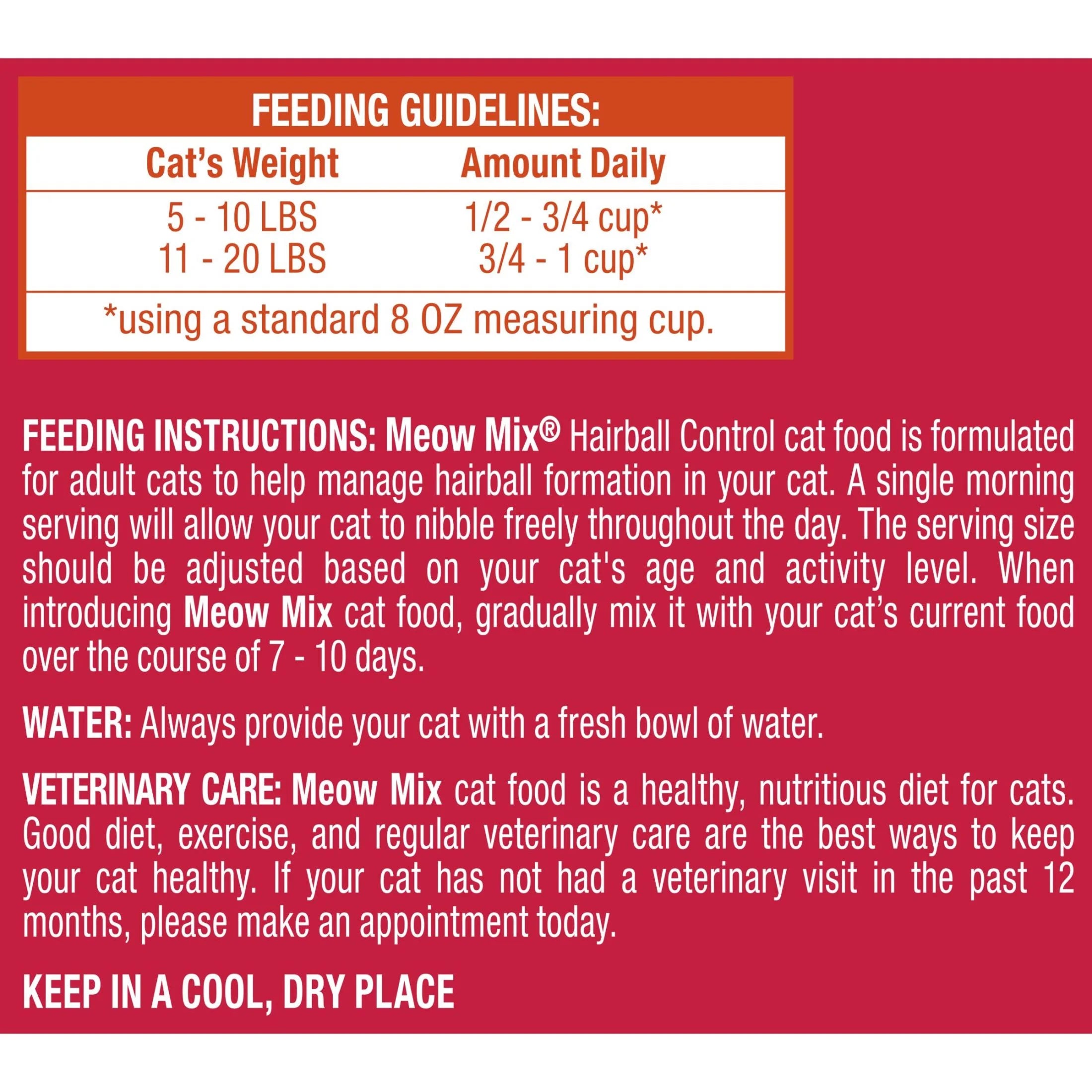 Hairball Control Dry Cat Food for Adult Cats, Crunchy Cat Kibble, 6.3 Lb Bag