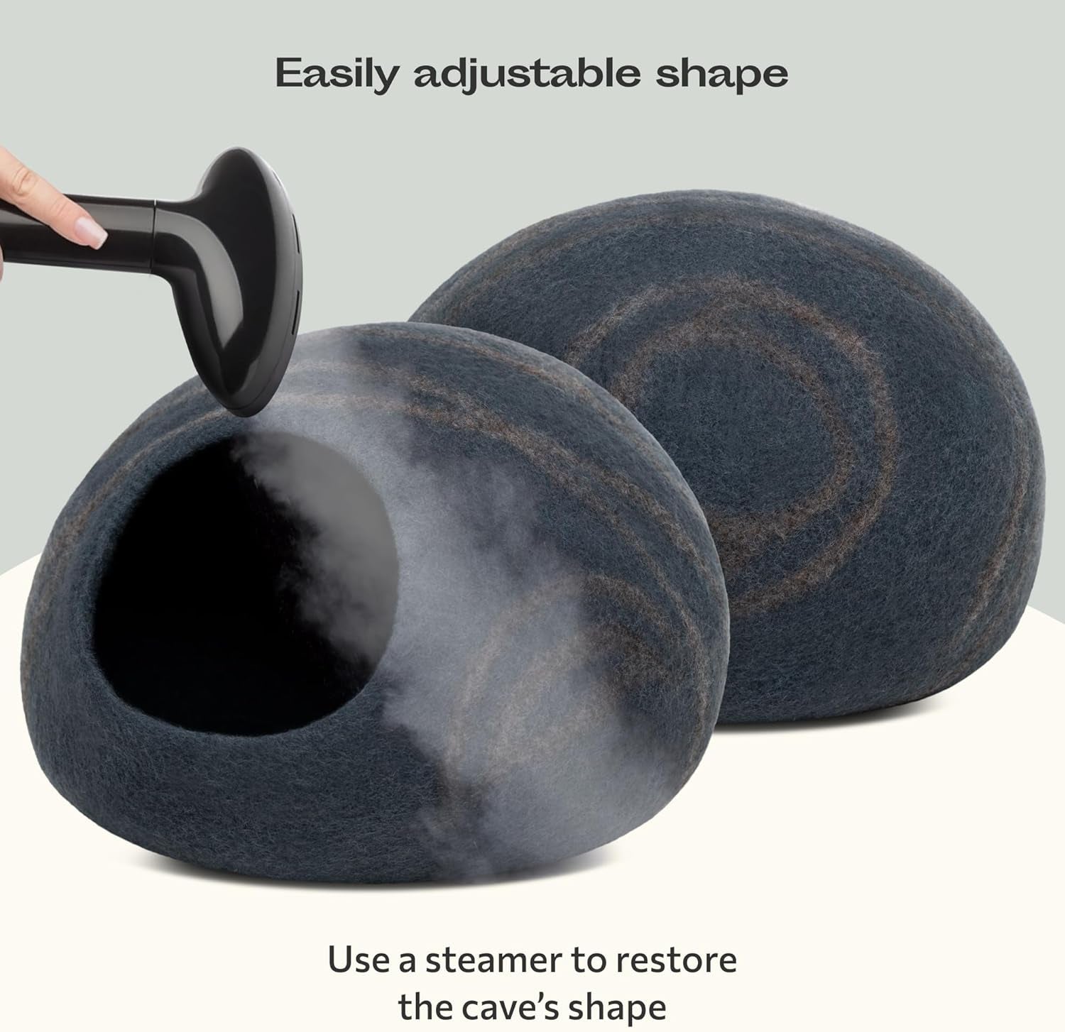 Cat Cave – Premium Felt Cat Bed Enclosure for Indoor Cats, Handmade Merino Wool (Slate Grey, Large)