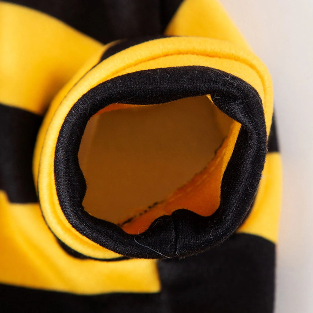 Pet Bee Costume Hood Dog Halloween Clothes Winter Warm Pet Hoodies Cat Holiday Cosplay Outfit for Small Medium Dogs Cats (Yellow,L)