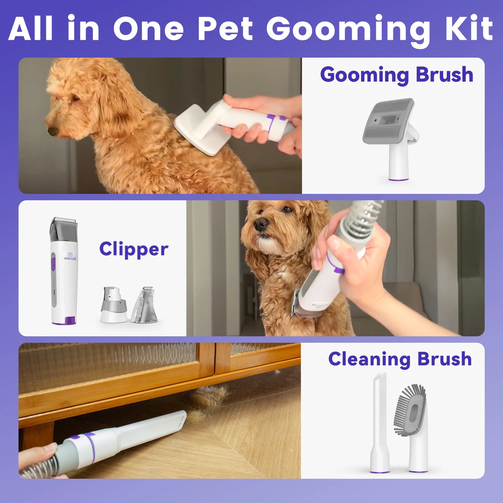 LM3 Dog Grooming Vacuum, 8-In-1 Dog Grooming Kit, 11000Pa Super Suction Dog Hair Vacuum for Shedding Dogs Cats Hair, Purple
