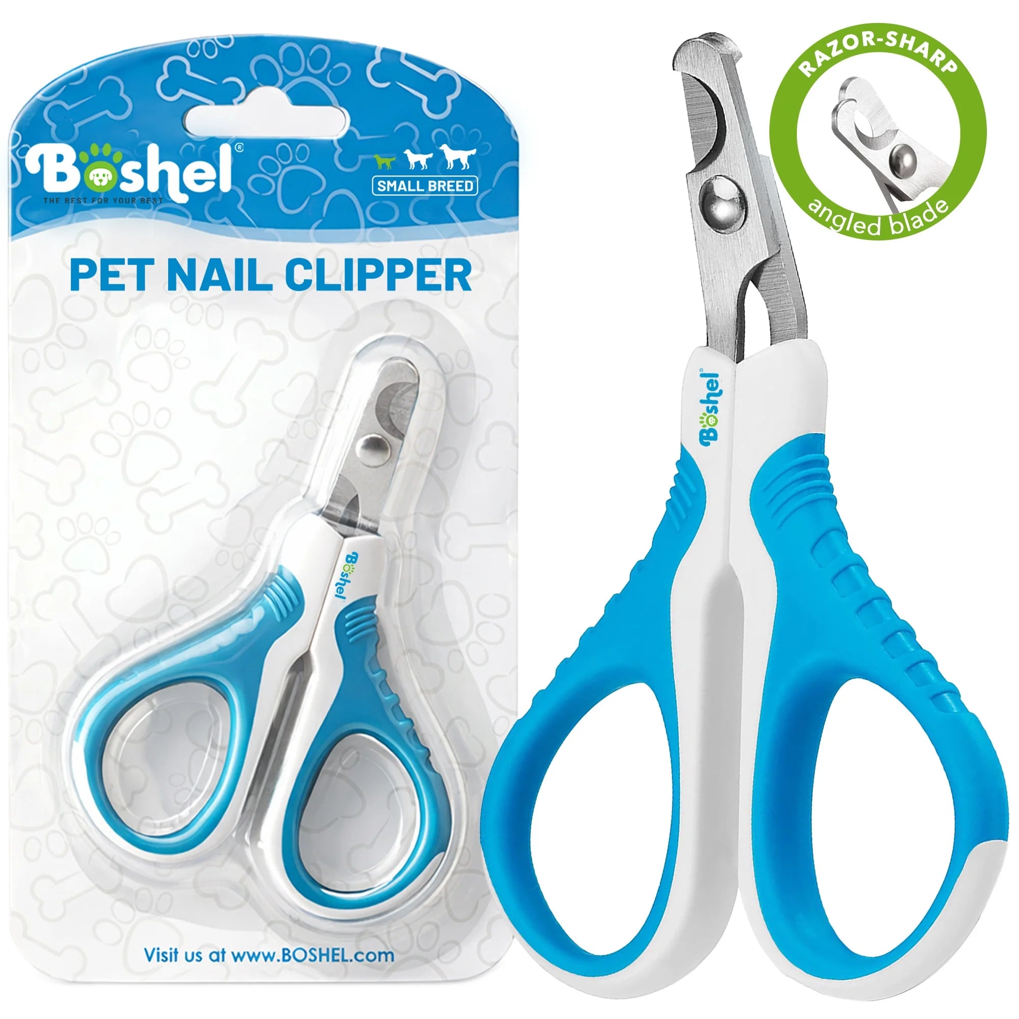 Ergonomic Comfortable Cat Nail Clippers - Stainless Steel Angled Blade Pet Grooming Scissors