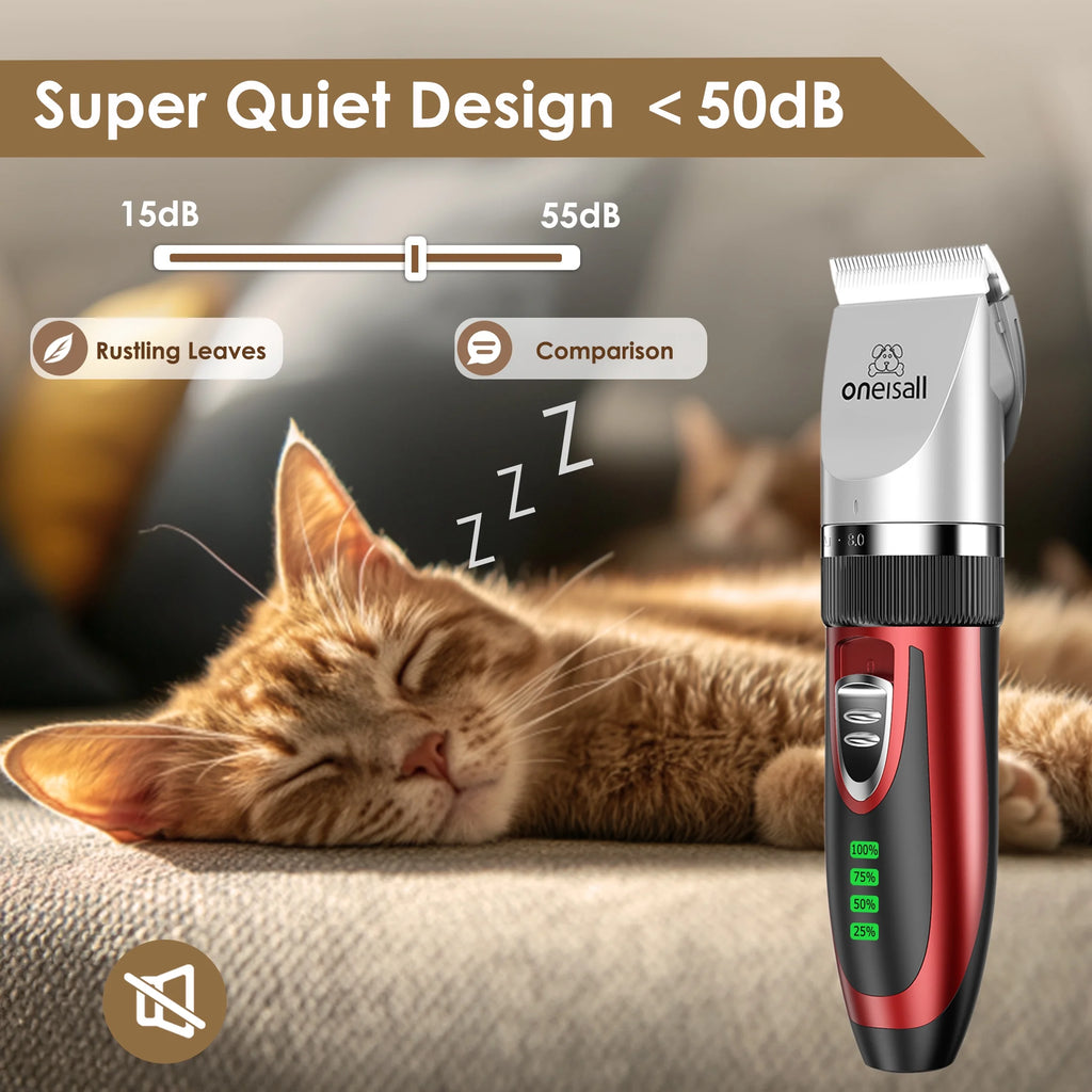 C6 Cat Clippers for Grooming, Low Noise Cat Grooming Kit, Cordless Dog Clippers/Cat Hair Trimmer, Red