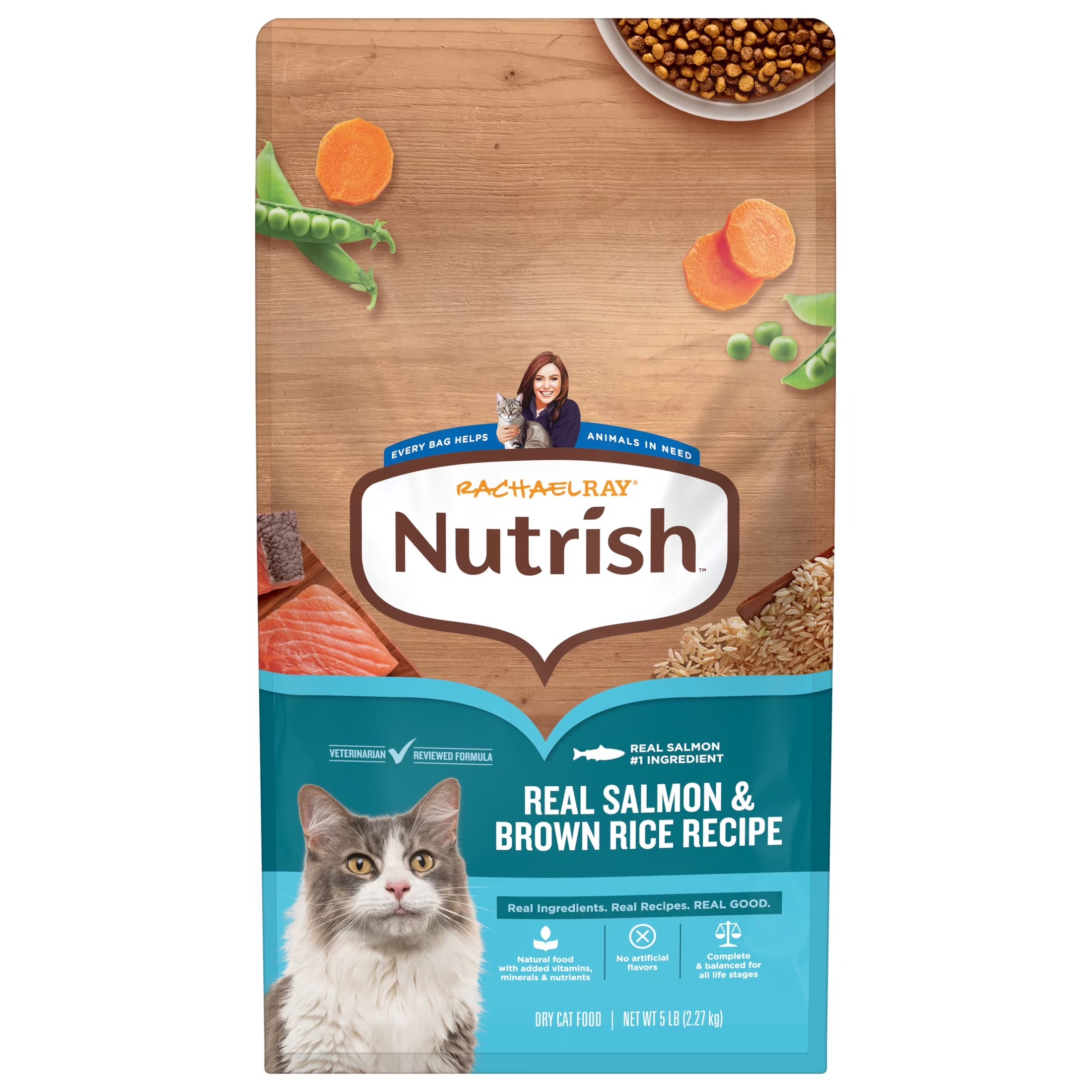 Rachael Ray  Dry Cat Food Real Salmon & Brown Rice Recipe, 5 Lb.