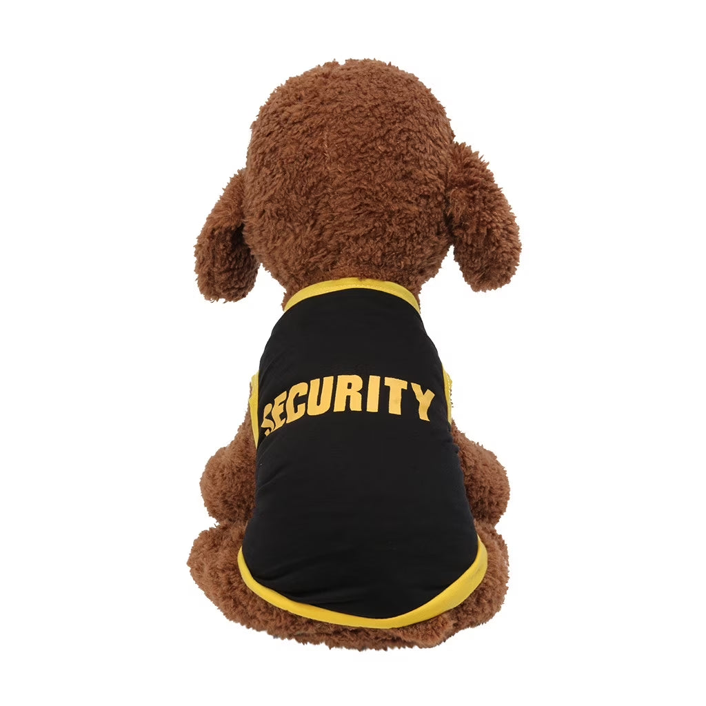 Dog Vest New Pet Spring and Summer Breathable Security Print Vest Dog Cat Clothing Black