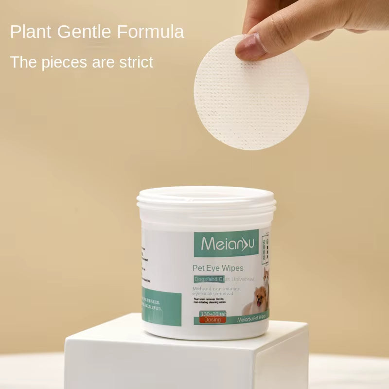 Eco-Friendly Plant-Based Pet Wipes for Gentle Ear, Eye & Teeth Cleaning - Hypoallergenic Formula for Sensitive Skin Pets
