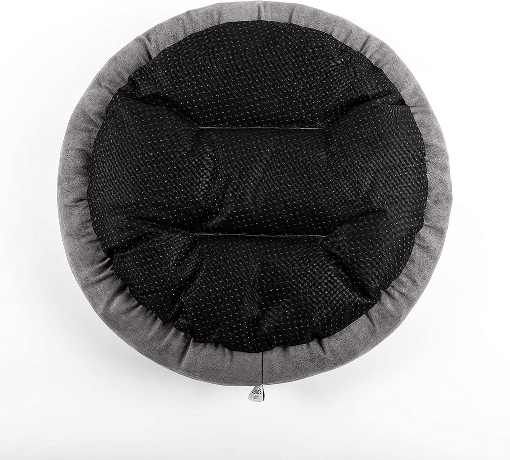 Luxury Round Donut Cat & Dog Bed - 20" Soft, Washable, Anti-Slip & Water-Resistant Gray Cushion for Small Pets