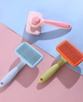 Self-Cleaning Ergonomic Pet Grooming Brush - Easy One-Key Hair Remover for Cats & Dogs, Skin-Friendly & Washable