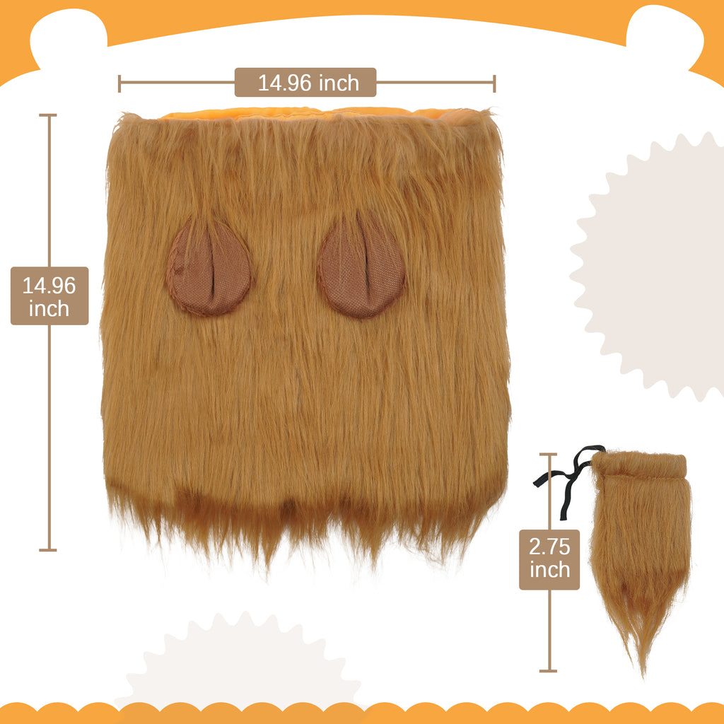 Large Dog Lion Mane with Tail Halloween Dog Costumes Fits Neck Size 13- 29.13 Inch Funny Accessories for Holidays