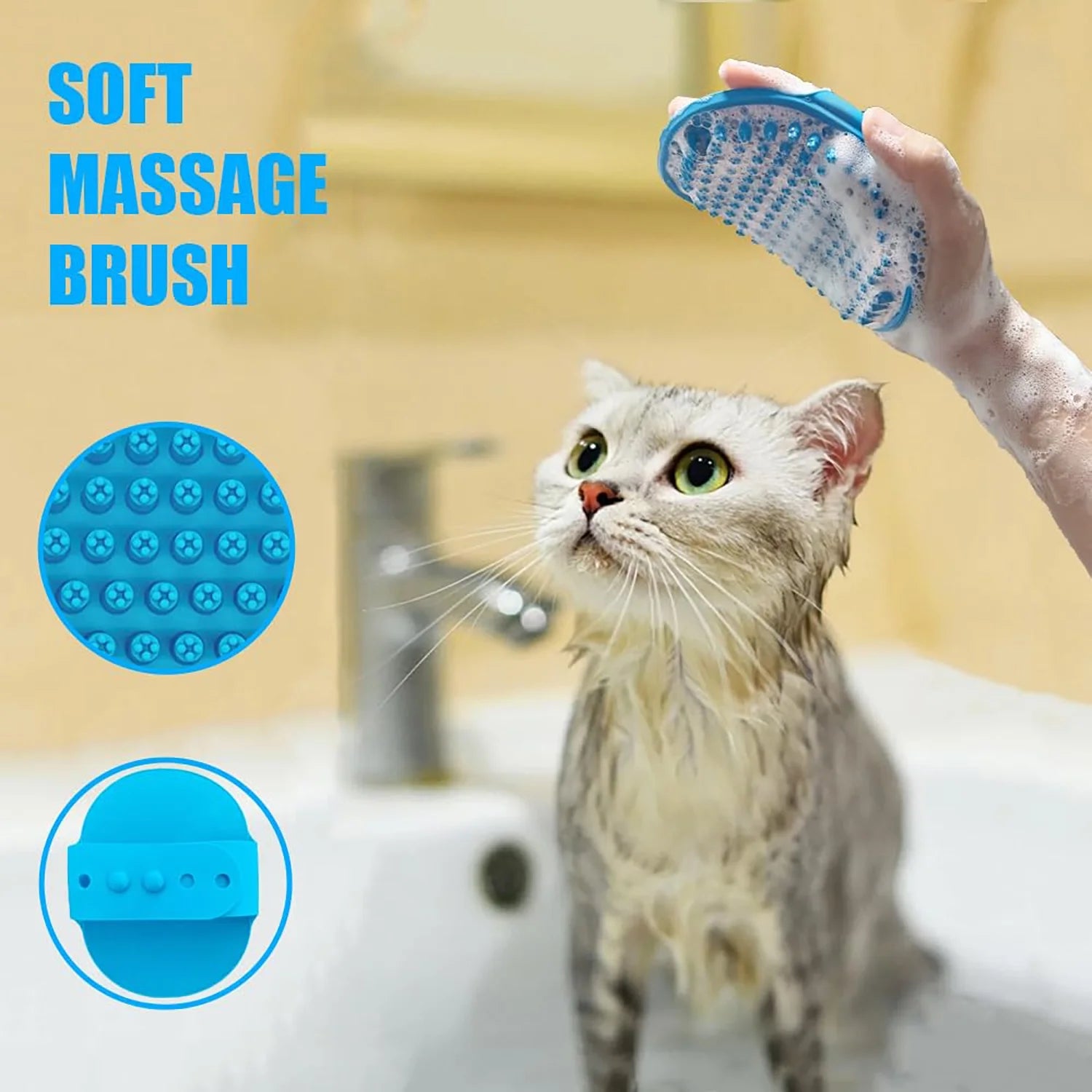 Pet Grooming Brush Kit, 5 Pcs Cat Grooming Supplies for Shedding & Matted Fur, Blue