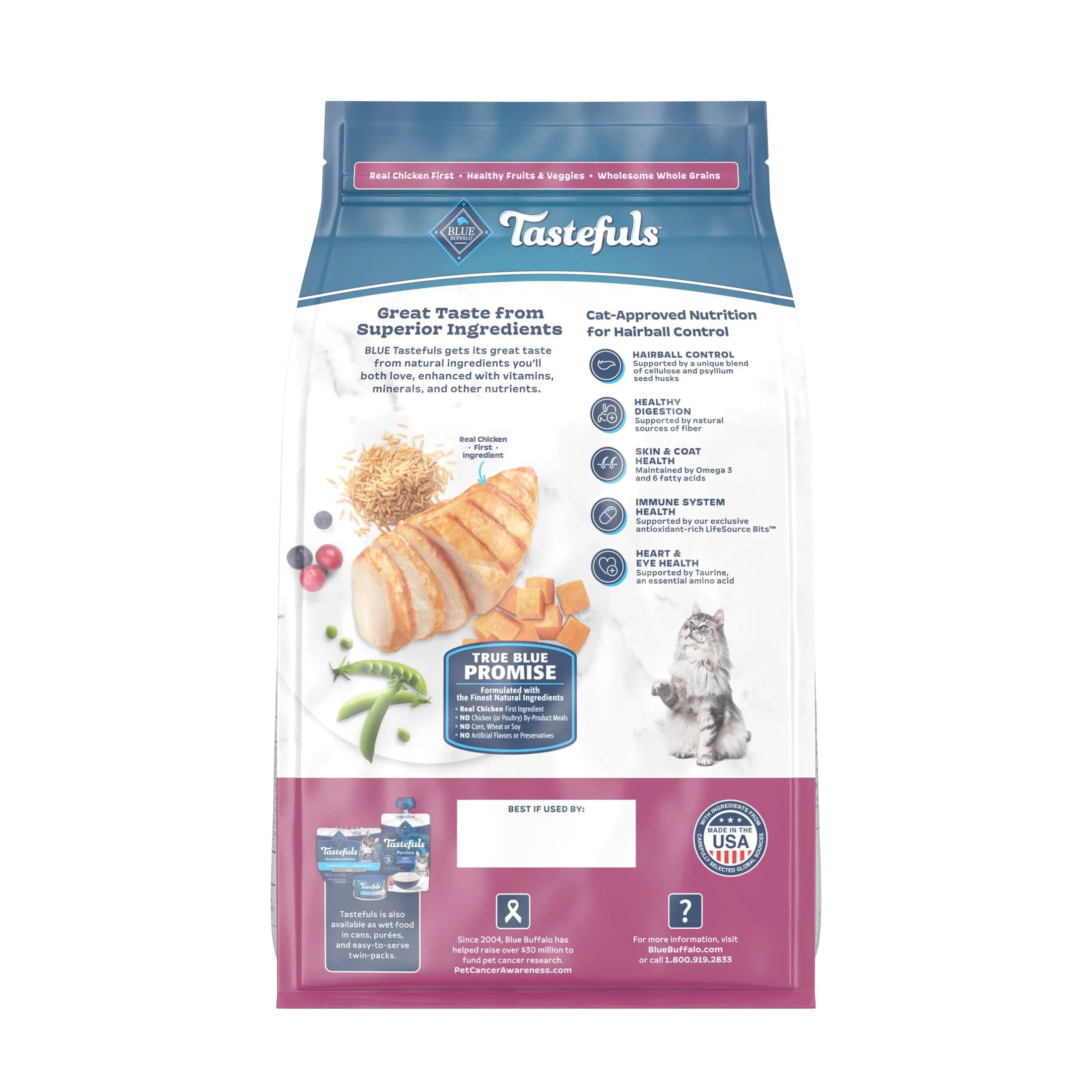 Tastefuls Adult Cat Hairball Control Dry Food, Chicken & Brown Rice, 5Lb