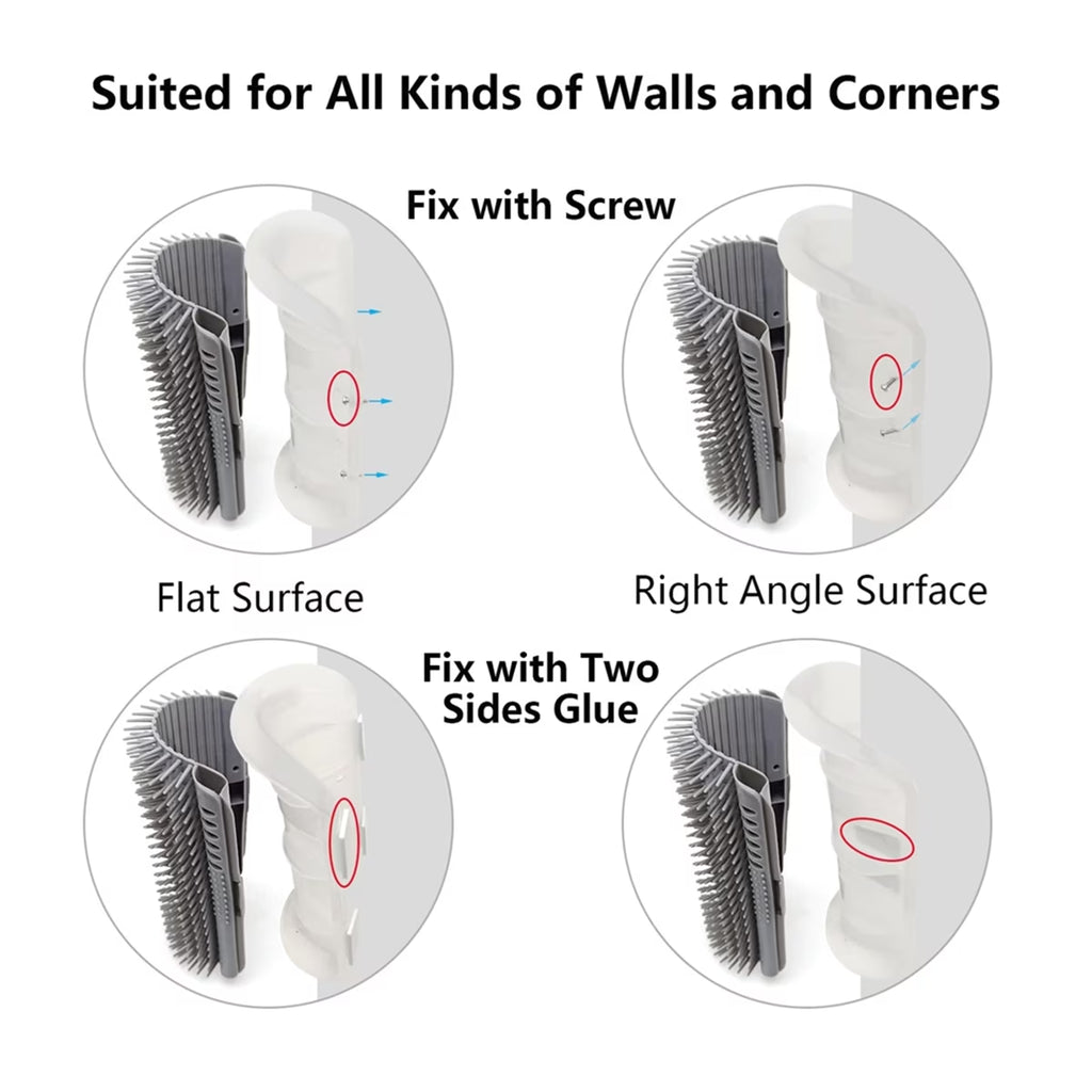 Extended (6.1Inch) 2 Pack Cat Self Groomer for Indoor Cats Face Scratchers Wall Corner Grooming Brush