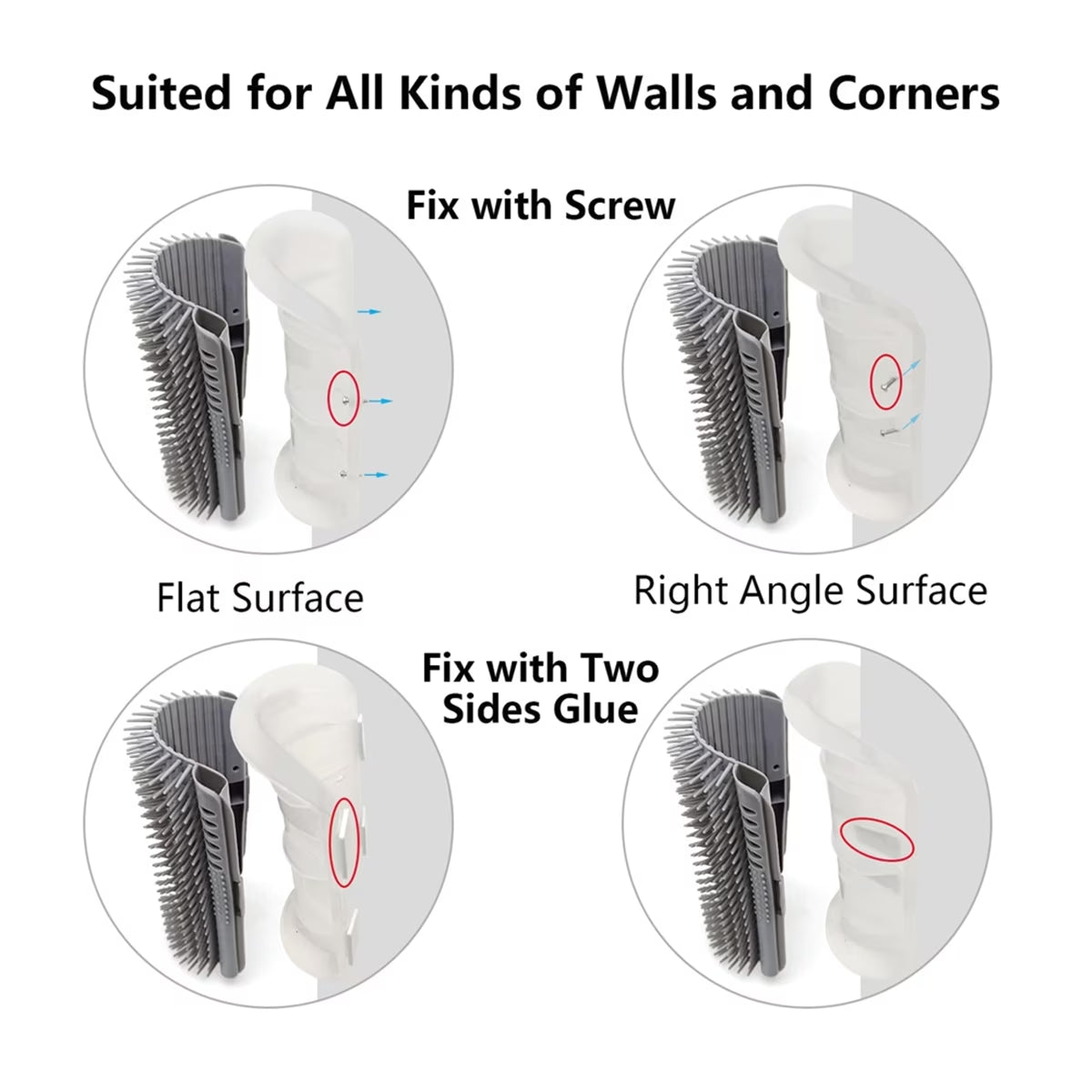 Extended (6.1Inch) 2 Pack Cat Self Groomer for Indoor Cats Face Scratchers Wall Corner Grooming Brush