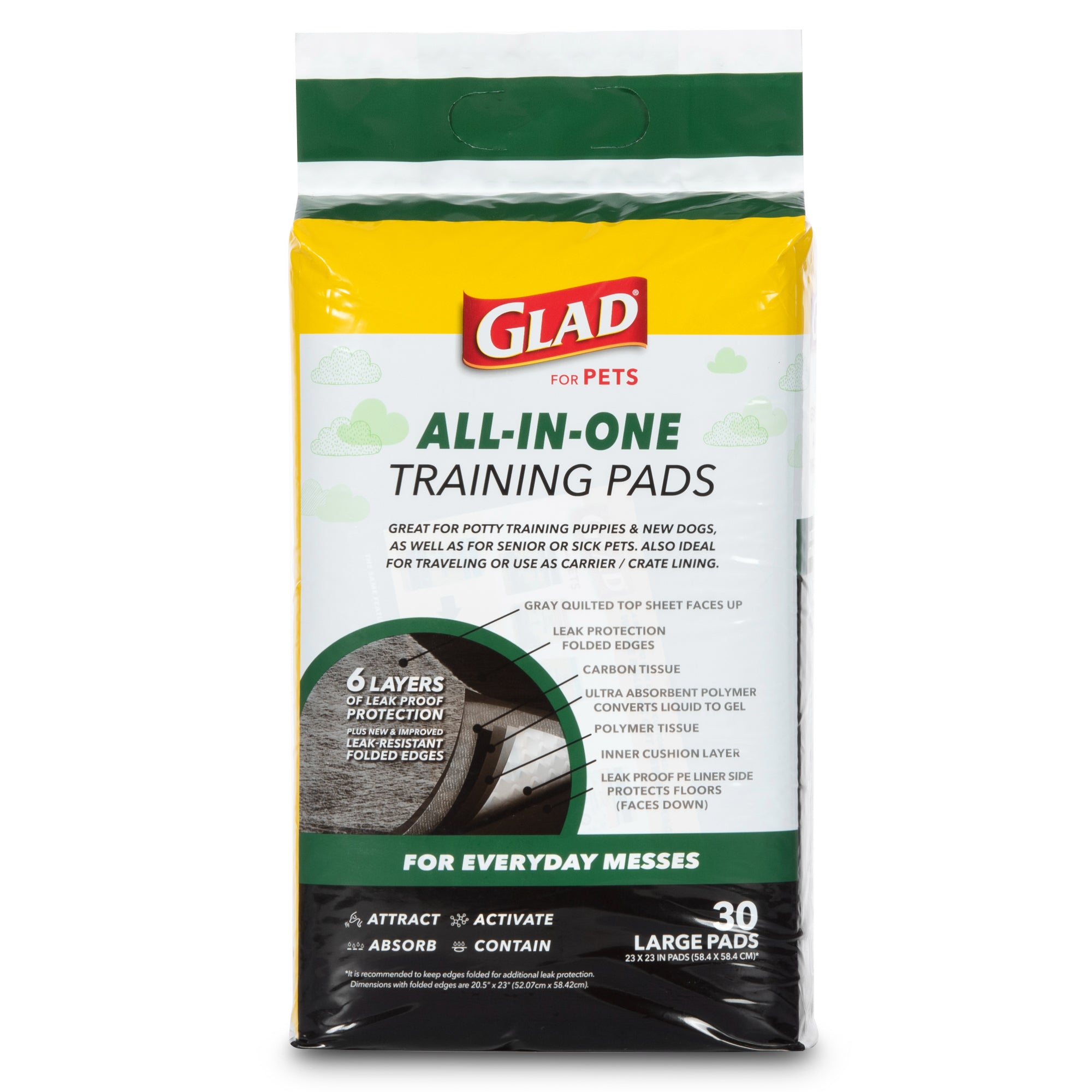 Activated Charcoal Leak-Resistant Training Pads for Dogs, 23In X 23In, 30 Count