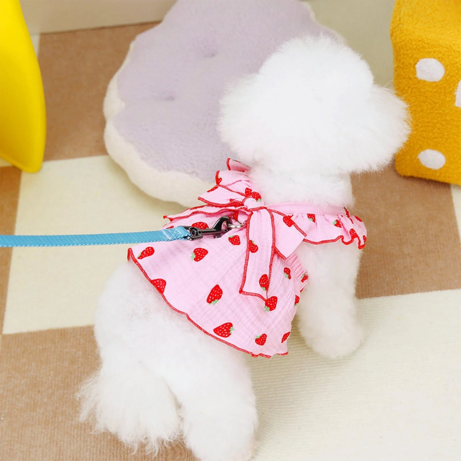 Summer Pet Dresses for Small Dogs Female, Spring Dog Clothes with Strawberry Print Puppy Princess Cat Apparel(Pink,Xl)
